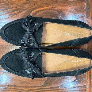 Vionic Teagan Women's Black Oxford Lace-up Suede Loafers Size 8.5